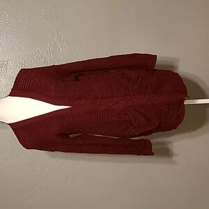 Say What Juniors medium drop shoulder open front w pockets Burgundy NWT